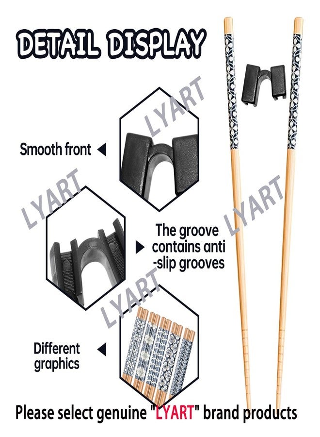 LYART 7 Pairs Reusable Training Chopsticks Helpers for Kids Adults Trainers Beginner and Each Age Learner, Non-Slip and Portable Practice Wooden Chopsticks Hinges Connector Set (1.Japanese stamp) - Image 4